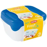 Curver fresh&go square container set 3x0.8l /blue/ transparent