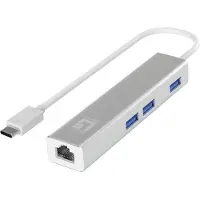 LevelOne USB-0504 - Hub - 3 x SuperSpeed USB3.0 + 1 x 10/100/1000 - Desktop (USB-0504NEUEVERSION)