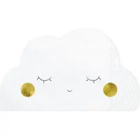 Party Deco 20 SERVIETTES PAPIER NUAGE ENDORMI 16X9.5CM BLANC