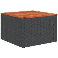 vidaXL Table de jardin noire 55x55x37 cm Poly rotin et bois d'acacia
