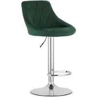 Leobert Tabouret De Bar - - Kast - Velours Vert/Base Chromée