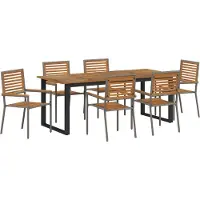 vidaXL Salon de jardin 7 pcs Gris Bois massif Acacia