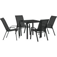 vidaXL Ensemble de jardin 5 pcs noir Acier revêtu par poudre