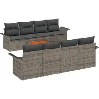vidaXL Ensemble de canapé de jardin , 9 pièces, gris, en résine tressée