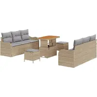 vidaXL Ensemble de salon de jardin , 9 pièces, 8 places, beige et gris clair