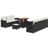 vidaXL Ensemble de canapé de jardin avec coussins 10 pcs noir et crème