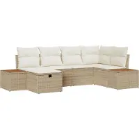 vidaXL Ensemble canapé de jardin beige en polyrotin