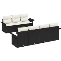 vidaXL Ensemble de canapés de jardin , 8 pièces, 7 places, noir et crème