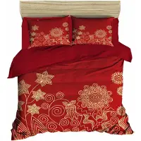 L'essentiel Maison , Adal- PRL5141, rouge, couettes, dessus de couette et taie d'oreiller : 100 % microsatin polyester