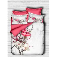 L'essentiel Maison , Adal- PRL6120, Rose,Blanc, Couettes, Dessus de couette et taie d'oreiller : 100 % micro-satin polyester