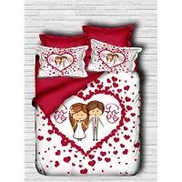 L'essentiel Maison , Adal- PRL1209, rouge, blanc, couette, dessus de couette et taie d'oreiller : 100 % micro-satin de polyester