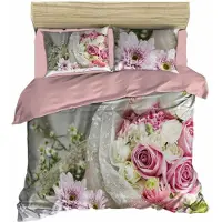 L'essentiel Maison , Adal- PRL6121, rose, couettes, dessus de couette et taie d'oreiller : 100 % microsatin polyester