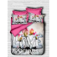 L'essentiel Maison , Adal- PRL1236, Rose,Blanc, Couettes, Dessus de couette et taie d'oreiller : 100 % microcoton polyester