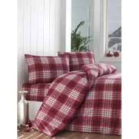 L'essentiel Maison , Begonvilla- EPJ0424, rouge, blanc, couettes, 65 % coton / 35 % polyester