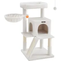 Feandrea Arbre à gratter , hauteur 96 cm, avec une grande plateforme et une cachette pour chat