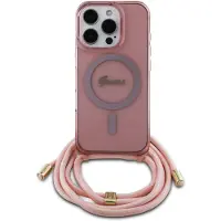 GUESS Crossbody Cord Script Magsafe Case pour Iphone 16 Pro - Rose