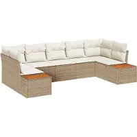 vidaXL Ensemble canapé de jardin avec coussins 7 pièces Beige et crème Polyrotin