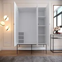 Skye Decor , Martin 3 - Blanc, Armoire, Blanc, 100 % PANNEAUX DE PARTICULES MÉLAMINÉS, 126 x 50 x 200 cm