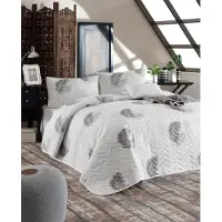L'essentiel Maison , Begonvilla- EPQ6940, Gris,Blanc, Couettes, 65% Coton / 35% Polyester (Housse) /