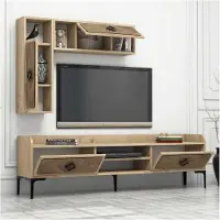 Skye Decor , Samba - Oak, meuble TV, chêne, panneaux de particules 100 % mélaminés, 180 x 35 x 52 cm