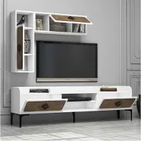 Skye Decor , Samba - Blanc, Meuble TV, Blanc, PANNEAUX DE PARTICULES 100 % MÉLAMINÉS, 180 x 35 x 52 cm