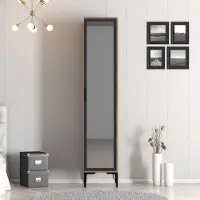 Skye Decor , Kumsal R - Noyer, Anthracite, Armoire, Noyer, PANNEAUX DE PARTICULES 100 % MÉLAMINÉS, 40 x 201,4 x 47,5 cm