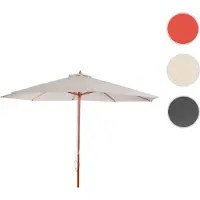 Mendler Parasol En Bois, Parasol De Jardin Florida, Parasol De Marché, 3,5m Crème