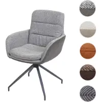 Mendler Chaise de salle à manger HWC-K32, chaise de cuisine, pivotante position auto, tissu/textile gris-gris foncé