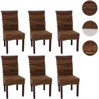 Mendler Lot de 6 chaises M45, banane tressée, 47x54x93cn, pieds marrons