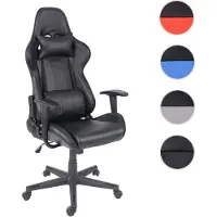 Mendler Chaise de bureau HWC-F84 chaise pivotante, fauteuil de jeu en ligne, fauteuil directorial, similicuir noir