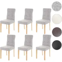 Mendler 6x chaise de salle à manger HWC-E58, fauteuil tissu gris, pieds clairs