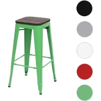 Mendler Tabouret de bar HWC-A73, avec siège en bois, métal, style industriel vert