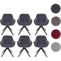 Mendler Lot de 6 chaises de salle à manger HWC-K28, chaise de cuisine rembourrée Chaise avec accoudoirs, pivotante, métal tissu/textile gris