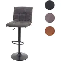 Mendler Tabouret de bar HWC-B13, tabouret de bar , simili daim vintage gris foncé