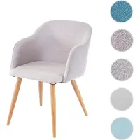 Mendler Chaise de salle à manger HWC-D71, chaise de cuisine, design rétro, accoudoirs tissu/textile gris clair