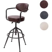 Mendler Tabouret de bar HWC-H10f, de comptoir, réglable en hauteur, design industriel, faux daim vintage marron