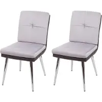 Mendler 2x Chaise de salle à manger HWC-G48, chaise pour la cuisine, chaise rembourrée, similicuir velours gris