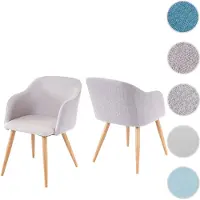 Mendler 2x chaise de séjour/salle à manger HWC-D71, fauteuil, design rétro, accoudoirs, tissu gris clair