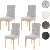Mendler 4x chaise de salle à manger HWC-E58, fauteuil tissu gris, pieds clairs