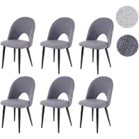 Mendler 6x chaise de salle à manger HWC-D73, chaise de cuisine, tissu/textile gris foncé