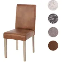 Mendler Chaise de salle à manger Littau, chaise de cuisine, tissu/textile simili-daim, pieds marron