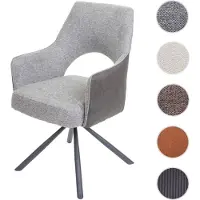 Mendler Chaise de salle à manger HWC-K30, chaise de cuisine, pivotante Auto-Position, tissu/textile gris-gris foncé