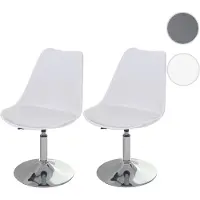 Mendler 2x chaise pivotante Malmö T501, réglable en hauteur, similicuir blanc