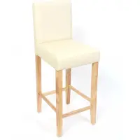 Mendler Lot de 2 tabourets de bar M37, simili-cuir mat crème/pieds clairs