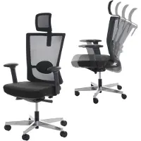 Mendler Chaise de bureau MERRYFAIR Forte, fauteuil de bureau, chaise pitovante noir avec appui-tête