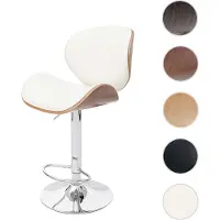 Mendler Tabouret Foxrock, chaise de bar, bois courbé desgin rétro aspect noix, crème
