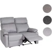 Mendler Fauteuil cinéma 2 places HWC-L93, Fauteuil relax Canapé TV, accoudoir Fonction couchage Nosagfederung Tissu/textile gris clair