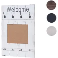 Mendler Portemanteau mural HWC-C89 avec tableau d'affichage, 91x60cm blanc shabby