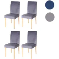 Mendler Lot De 4 Chaises De Salle À Manger Littau, Velours Gris, Pieds Clairs