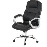 Mendler Chaise de bureau professionnelle Boston XXL fauteuil de direction pivotant version US, charge max. 150kg, similicuir ~ noir